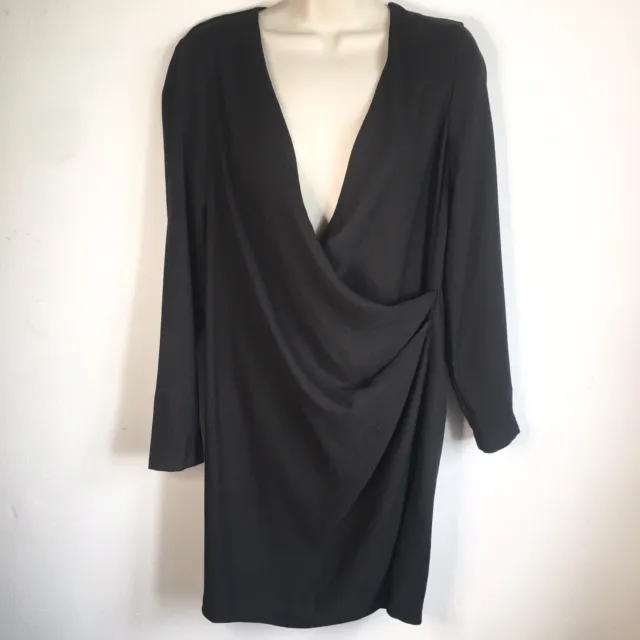 River Island Dress Black Size 10 BNWT Long sleeves Knee length Wrap style