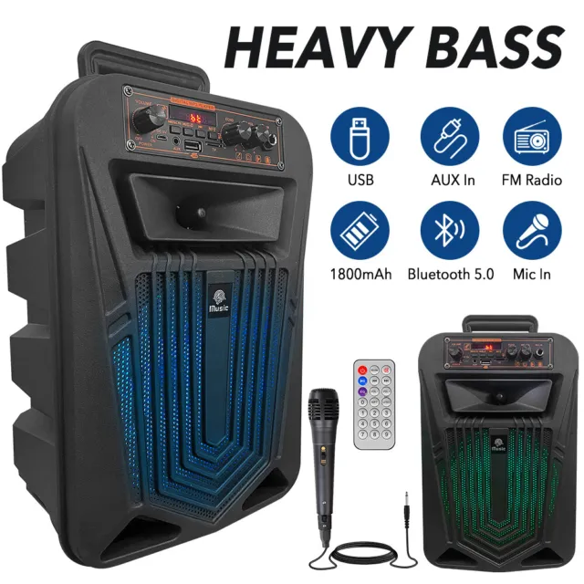 Bluetooth Party Speaker Subwoofer Heavy Bass Stereo Karaoke Machine & Microphone