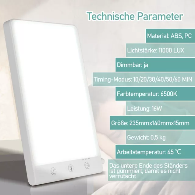 Tageslichtlampe Lichttherapie gegen Depressionen Dimmbar LED Lampe 11000 LUX 3