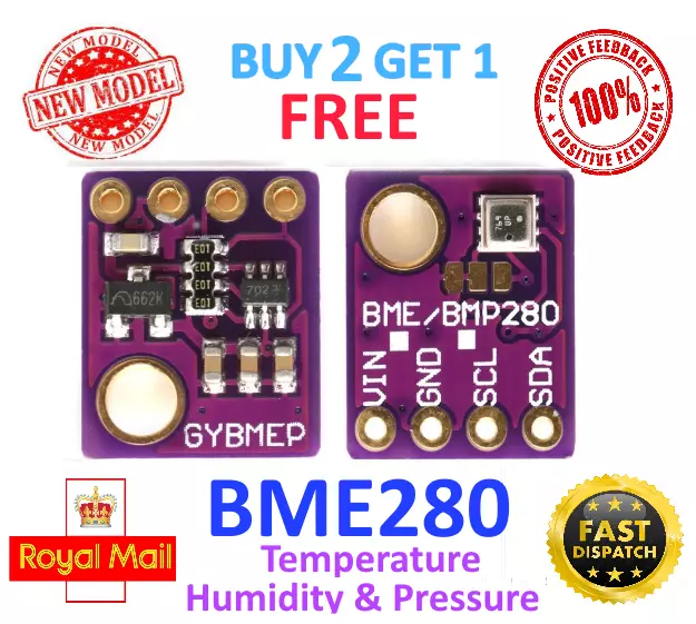 BME280 BME 280 (3.3V or 5V), Humidity, Temperature, Atmospheric Pressure