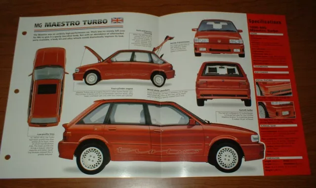 ★★1990 Mg Maestro Turbo Spec Sheet Brochure Poster Print Photo Info 90 88 89 91★