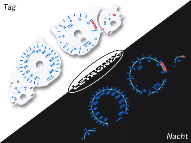 Plasma Tacho Tachoscheiben EL-Dash passend für BMW E38 E39 Z5 240km/h 7000K