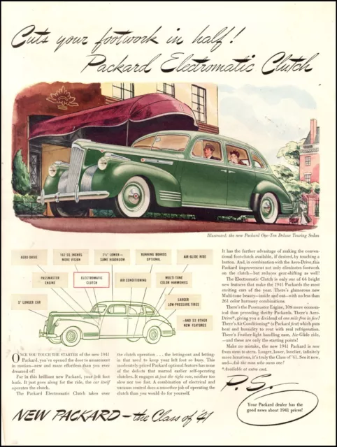 1941 Classic Car AD New '41 PACKARD One-Ten Deluxe Touring Sedan Green 043024