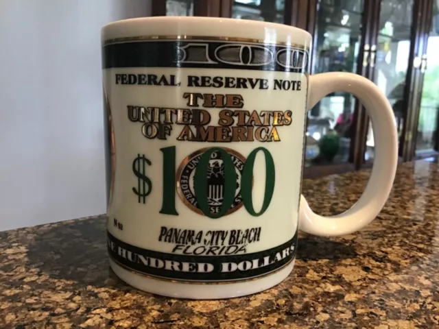 Federal Reserve Note US Treasury Used $100 Bill Benjamins Ceramic Coffee Mug Cup