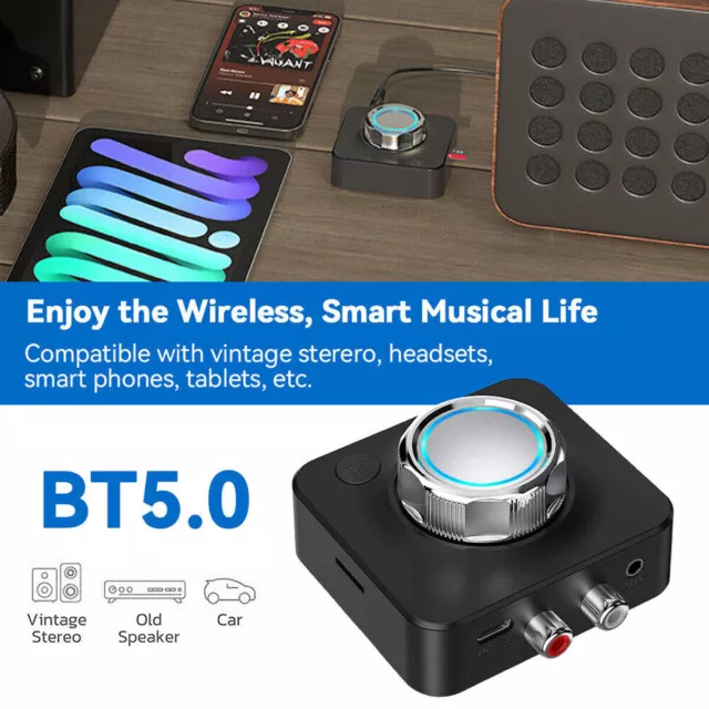 USB Bluetooth 5.0 Transmitter Receiver Wireless NFC to 2RCA Stereo Audio Adapter