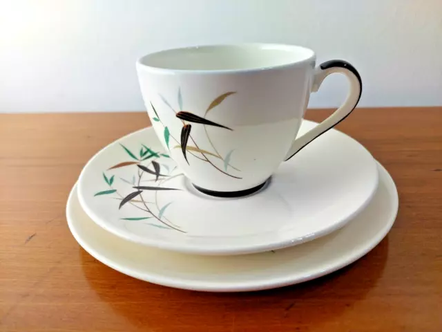 Vintage Royal Doulton Bamboo Pattern Trio - Tea Cup, Saucer & Side Plate