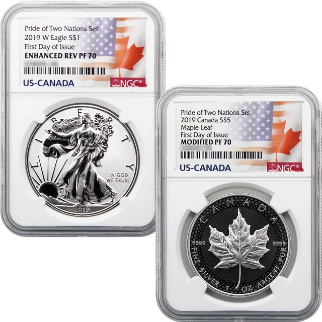 2019 Pride of Two Nations 2-Coin Set 70 FDI NGC Dual Flag Label