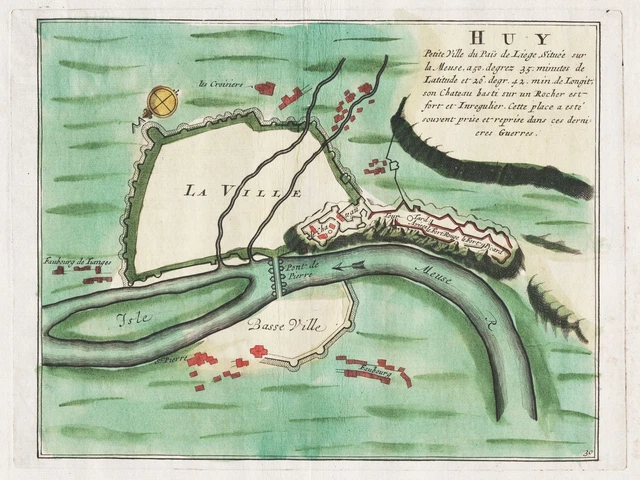 HUY BELGIQUE BELGIUM mappa mappa mappa incisione ferro mortaio EUR 58