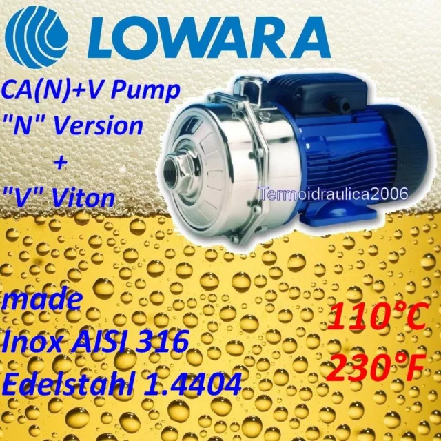 Pompe centrifuge CA200/55NV 4Hp acier316+FPM Vin Cave Vinicole Vigne 400V Lowara