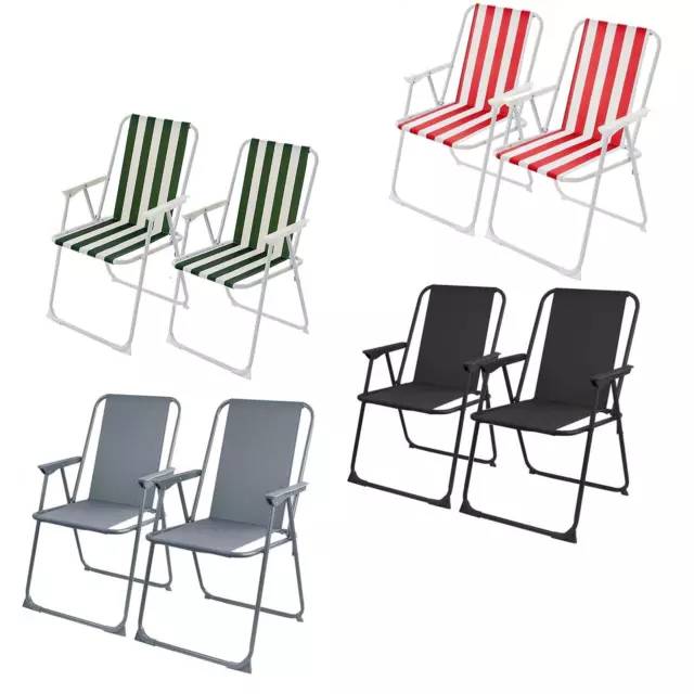 Set Of 2 Folding Chair Garden Patio Picnic Camping Beach Fishing Outdoor Seat