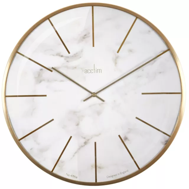 Acctim Luxe Wall Clock Brushed Metal Embossed Golden Batons Brass Hands 40cm 2