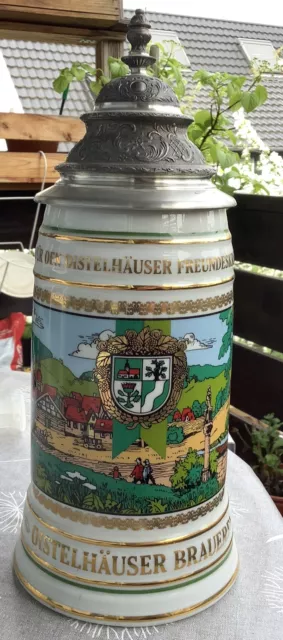 Bierkrug mit Zinndeckel , Distelhäuser Brauerei , Limitierte Auflage Nr. 994