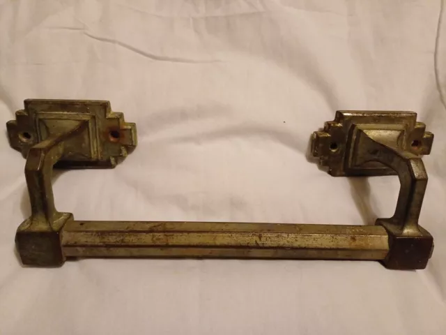 Art Deco Antique Door Handle Brass Antique Pull Patina Old Vintage 26 cm handle