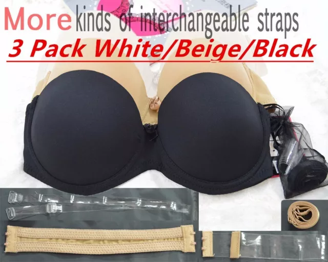 Super Boost Push Up Bra Invisible Strapless Thick padded effect Support Add 2Cup