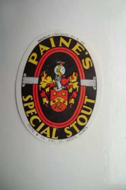 MINT PAINE ST NEOTS HUNTS SPECIAL STOUT 19 1/3 fl oz BREWERY BEER LABEL