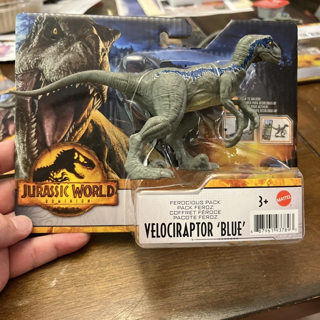 MATTEL JURASSIC WORLD Dominion Ferocious Pack VELOCIRAPTOR BLUE