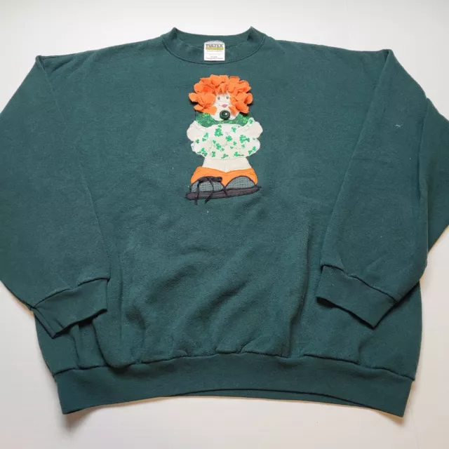 Vtg Irish Womens Sweatshirt XL Clover Ireland Tultex Arts Crafts 90s W68