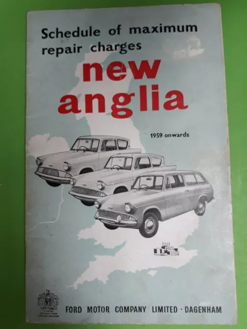 Ford New Anglia 1959 Onwards Schedule Of Maximum Repair Charges Jan1964 Booklet