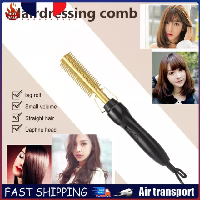 Hair Straightener Curler Wet Dry Hot Comb Straightening Styling Tools (EU) FR