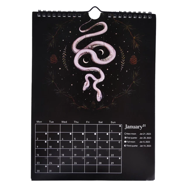 DARK FOREST LUNAR Calendar 2023 Wall Calendar Art Monthly Moon Calendar