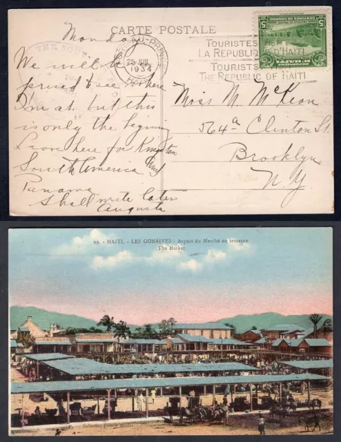 HAITI 1934 Port-au-Prince Slogan on Market Postcard to USA