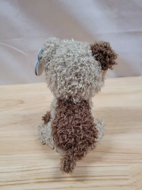 TY Beanie Boos Rootbeer Dog Plush Curly Shaggy Spotted Brown Doll Solid Eye Tag 3