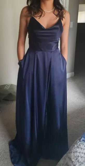 galina signature dark blue prom dress size 0