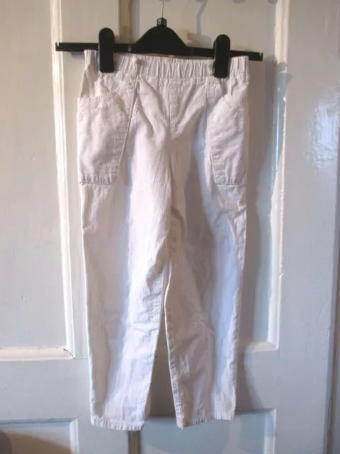 Pantaloni vintage Marks & Spencer in cotone bianchi arricciati per ragazze, età 6 anni 116 cm