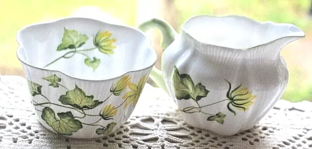 Shelley Cream Pitcher & Sugar Bowl Celandine