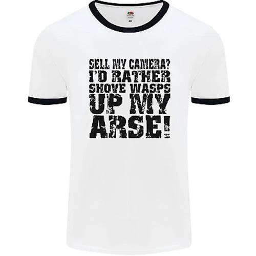 Vendi la mia fotocamera? T-shirt fotografo fotografo uomo bianco ringer