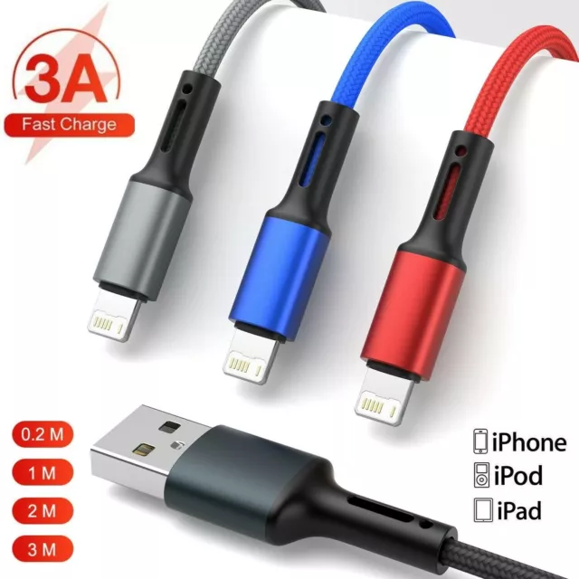 Heavy Duty Fast Charger Data Sync Cable For Apple iPhone XR X SE 13 12 11 Pro