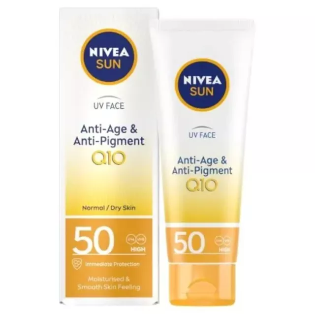 NIVEA UV Face SPF50 Q10 Antienvejecimiento y Antipigmento SPF 50 alto 50 ml piel suave