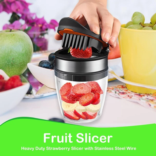 COKSDUPID Fruit Slicer Cup | Strawberry Slicer | Banana Slicer | Grape Cutter | Egg Slicers | Detachable Fruit Cutter Slicer With Push Plate