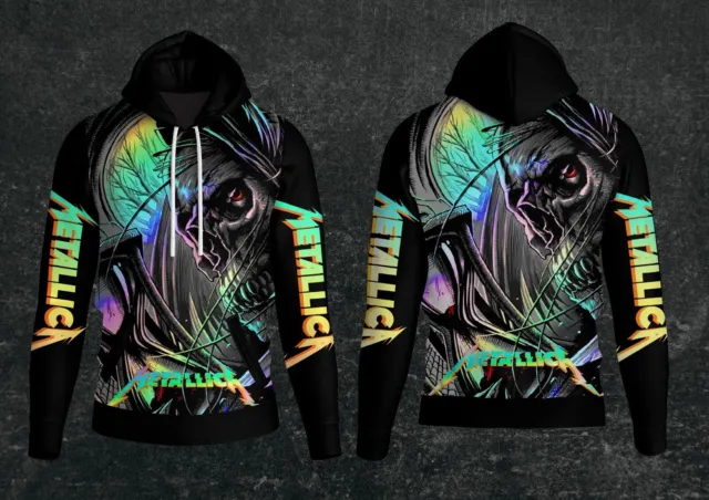 Metallica Skull Rock Band Full Print Sublimated Light Weight Quick Dry Hooded 6X