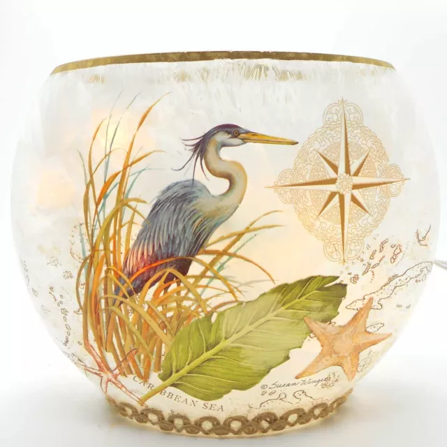 Stony Creek Decorative Lighted Glass Coastal Birds Blue Heron 6" Vase WSC15B