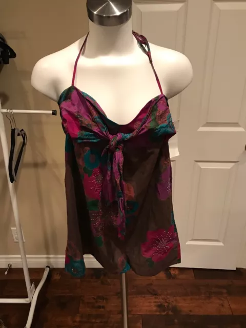 French Connection Brown, Purple & Blue Floral Print Tank Top, Size 10, NWT!