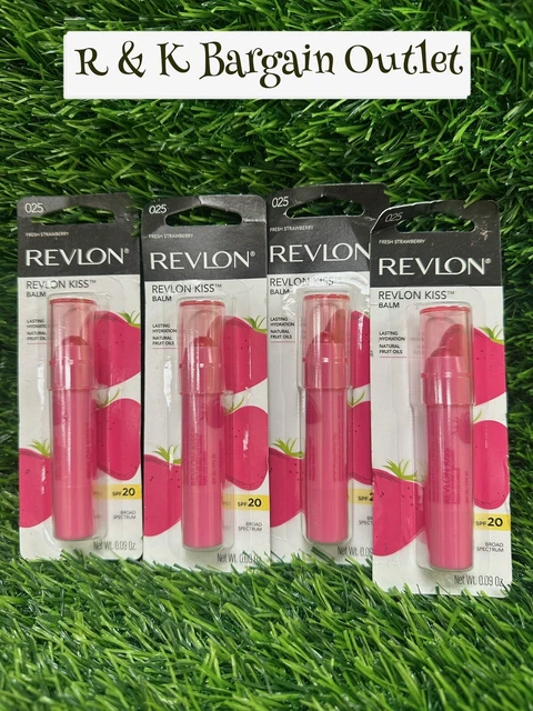 4 ~ Revlon Kiss Lip Balm Fresh Strawberry 025 SPF 20 New 0.09 Oz Each