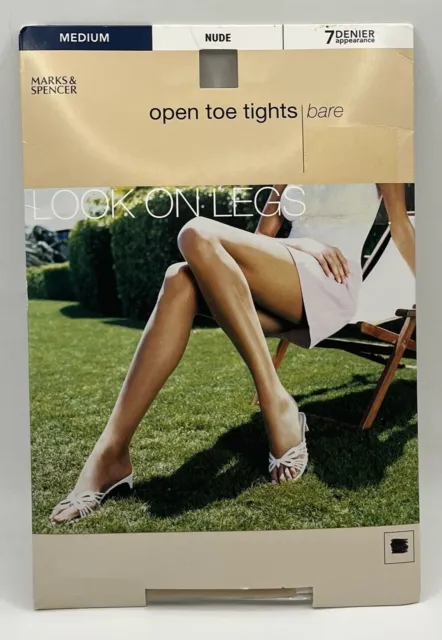 MARKS & SPENCER Open Toe Tights Size Medium, 7D, Nude £6.00 - PicClick UK