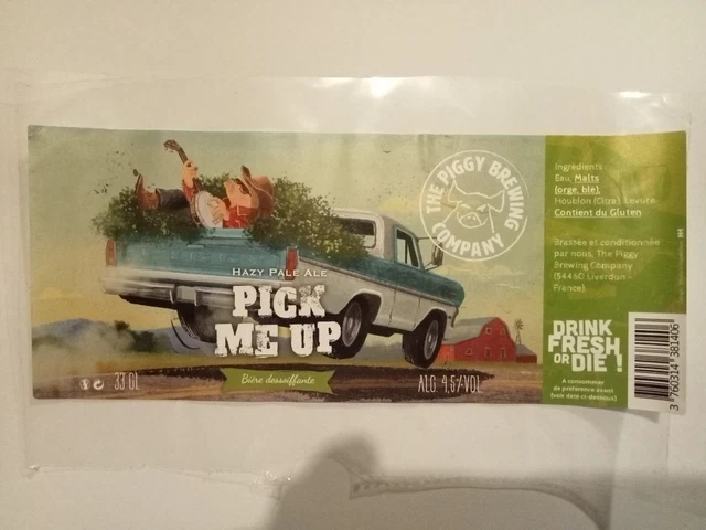 Etiquette de Bière : PICK ME UP - The Piggy Brewing Company - 54 France