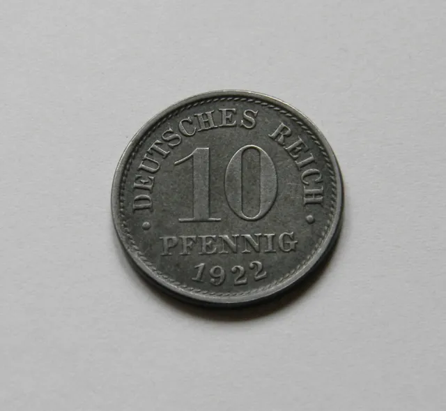 ERSATZMÜNZEN: 10 Pfennig 1922 F, J. 298, stempelglanz, III.