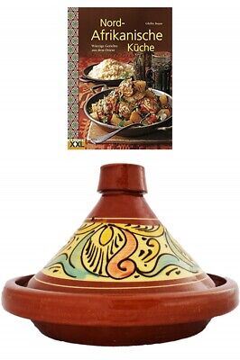 Ybzx Tajine de Style marocain Grand 30Cm pour 4-6 Personnes Pot en Argile Pot de Jardin Pot à ragoût Fait à la Main pour Tous Les Types de plaques sauf cuisinière à Induction Noir M 