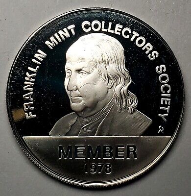 1978 Sterling Silver Franklin Mint Collectors Society Medal / Token-FREE US SHIP