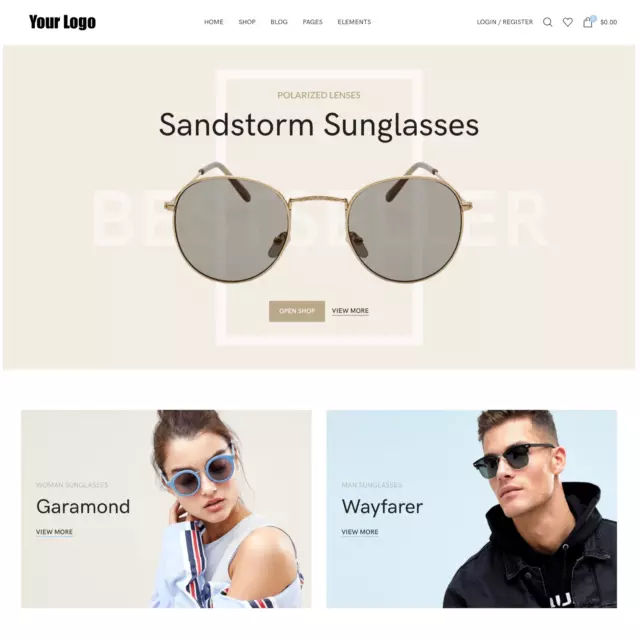 Glasses Online Shop Web Design with Free 5GB VPS Web Hosting