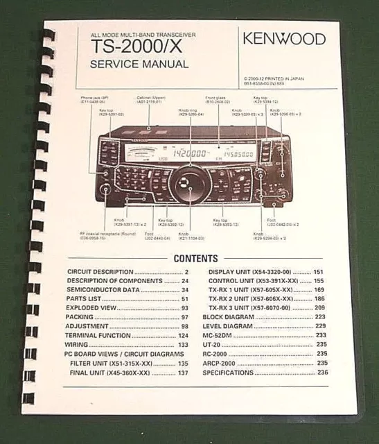 KENWOOD TS2000 SERVICE Manual 11"X17" Color Schematics & Plastic