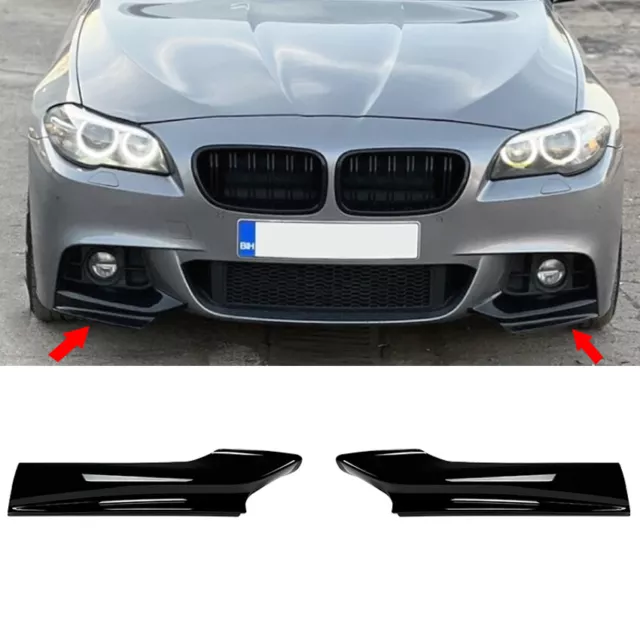 Für BMW F10 F11 2011-17 mit M-Paket Sport Front Splitter Lip Flaps SCHWARZ GLANZ