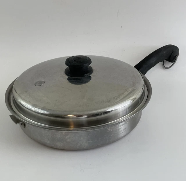Vintage Saladmaster 11" T304S Stainless Skillet Saucepan Fry Pan w Vapor Lid Vintage Saladmaster 11" T304S Stainless Skillet Saucepan Fry Pan w Vapor Lid