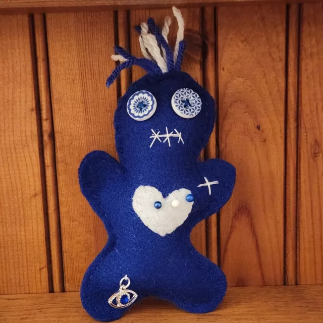 Handmade Blue Evil Eye Voodoo Doll  Poppet  Wiccan Pagan Witchcraft Hoodoo