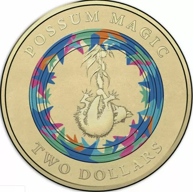 2017 Australia  Possum Magic $2 colour coin-Blue -Invisible Hush@2-UNC