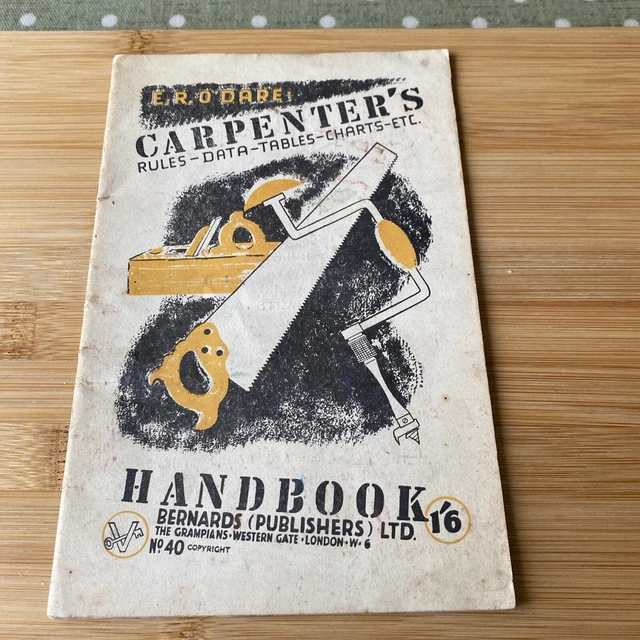 Folleto vintage Reglas de carpintero tablas de datos gráficos manual