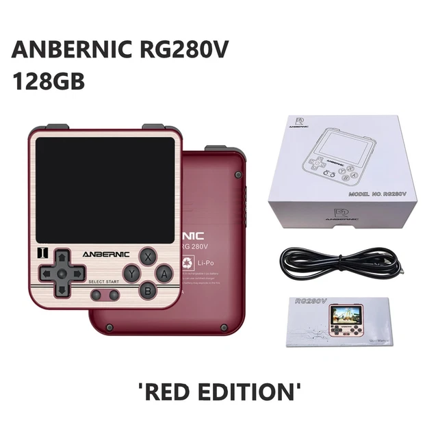 ANBERNIC RG280V HANDHELD Game Console - Red / Grey Steel Edn (128Gb ...